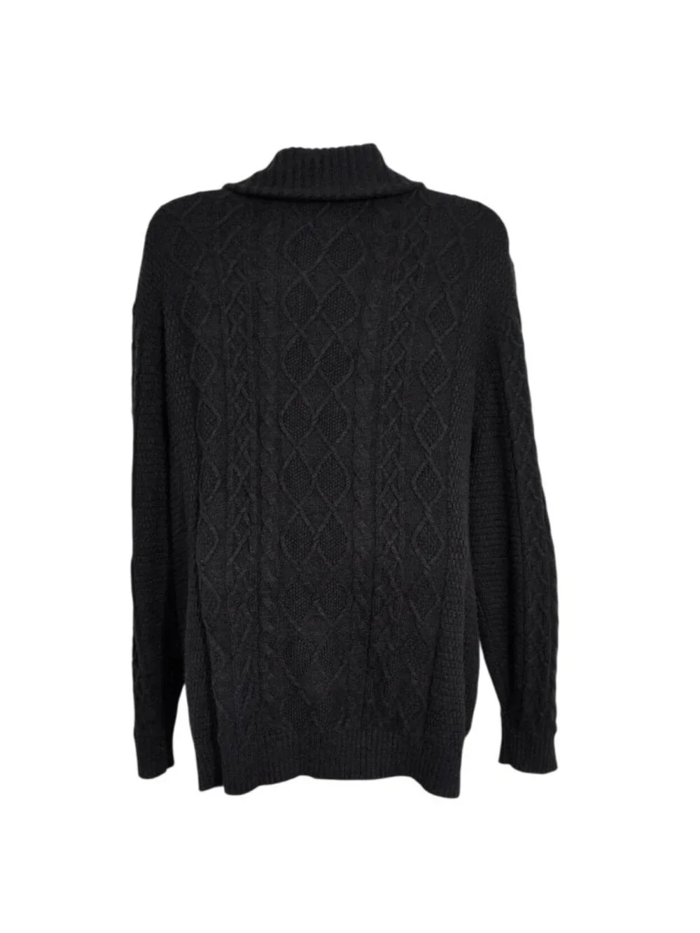 Lands End Donegal Cable Knit Cardigan Mens Size XXL Grunge Grandpa Shawl Collar